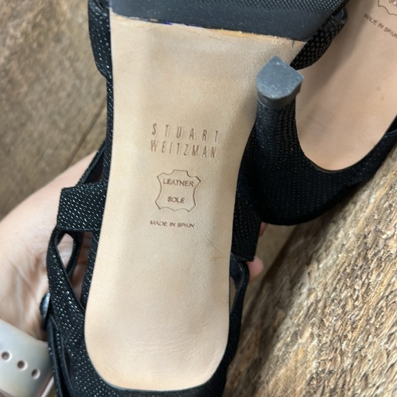 Stuart Weitzman Axis Strappy Heels – Black Goosebump Nappa – Size 8.5M - Picture 5 of 8